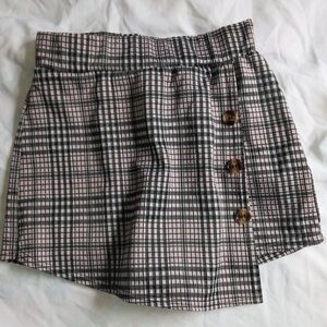 Lemite sz Med Black &‎ Brown Plaid Skort